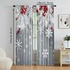 2Pcs Christmas Snowflake And Red Berry Print Polyester Material Window Curtains Rod Pocket Design For Easy Hanging Perfect For