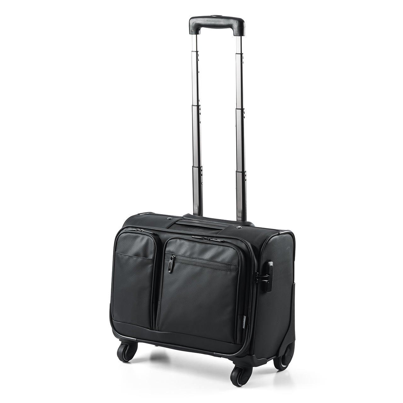 

водонепроницаемая горизонтальная [Sanwa Direct] Водоотталкивающая ручная кладь, 4 колеса, 14-дюймовый ПК, на 1 ночь, 2 дня использования, на молнии, тип, 200-BAGCR003WP