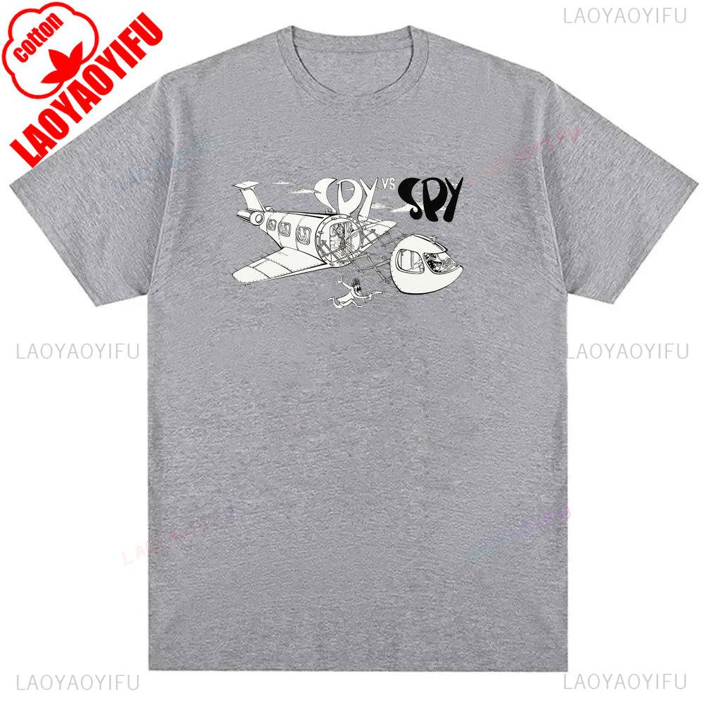 Spy Vs Spy Unisexs T Shirt Summer Cotton Crew Neck Humorous Retro 80s Cartoon Graphic Print Funny Vintage Inspired Fashion Tee