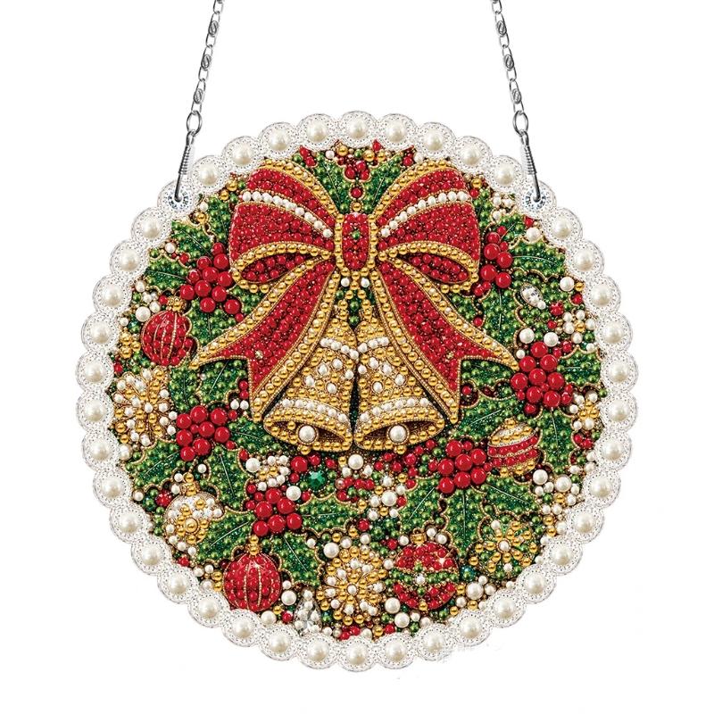 Acrylic Rhinestone Pendant Christmas Craft Set Single Sided Drill Hanging Decor Kit Diy Festival Gifts