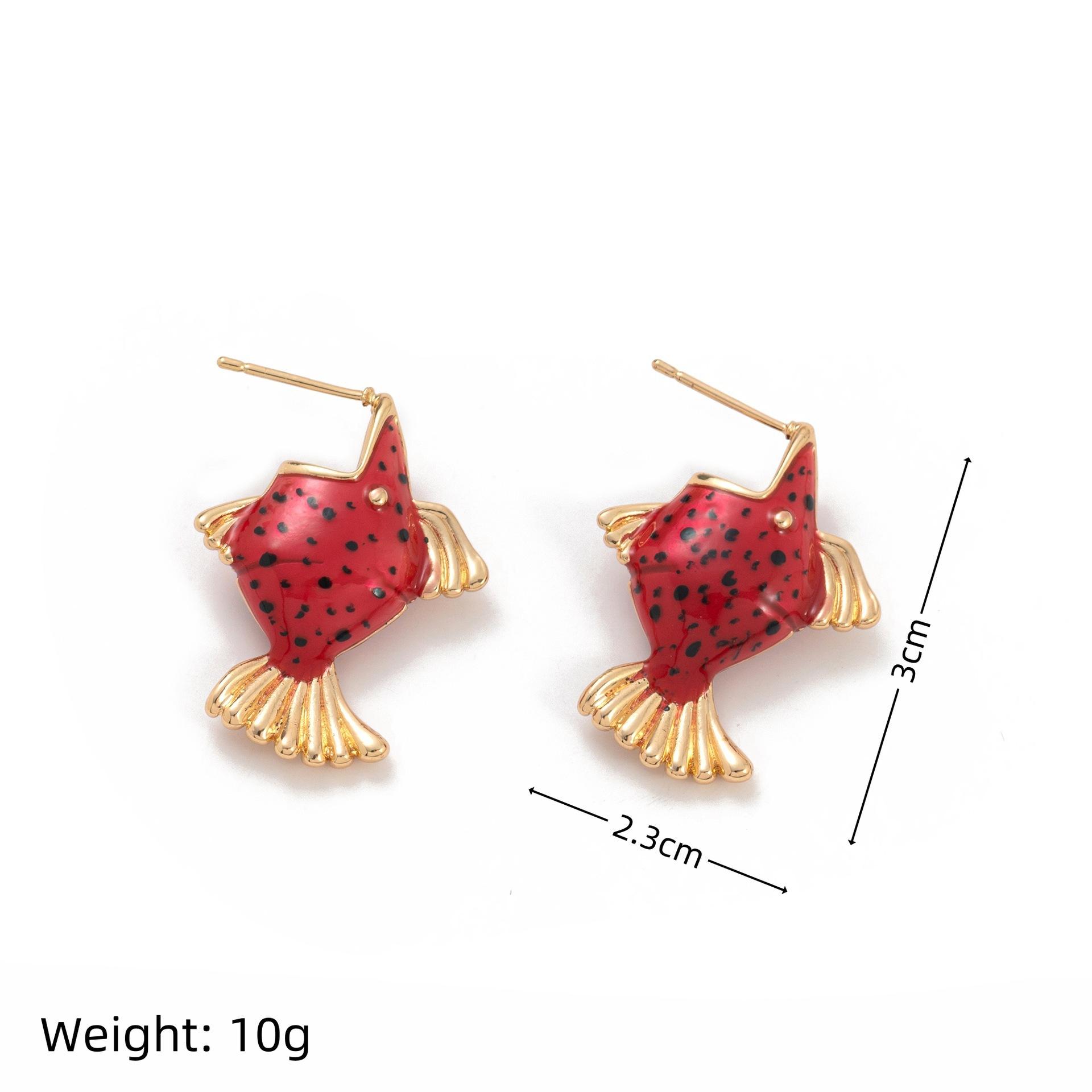 

Fashion Natural Stone Blue Scales Small Goldfish Gold Earrings Earrings Stud Earrings Gold-Plated Color Retention