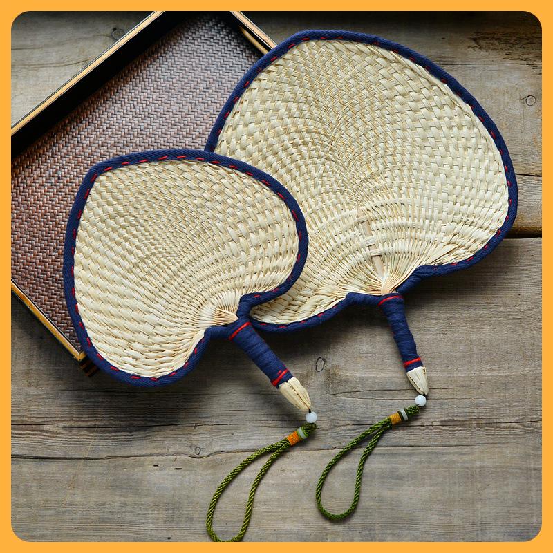 Hand-Woven 3DWF Large Brown Palm Leaf Fan: Portable Summer Cooling & Mosquito Repellent