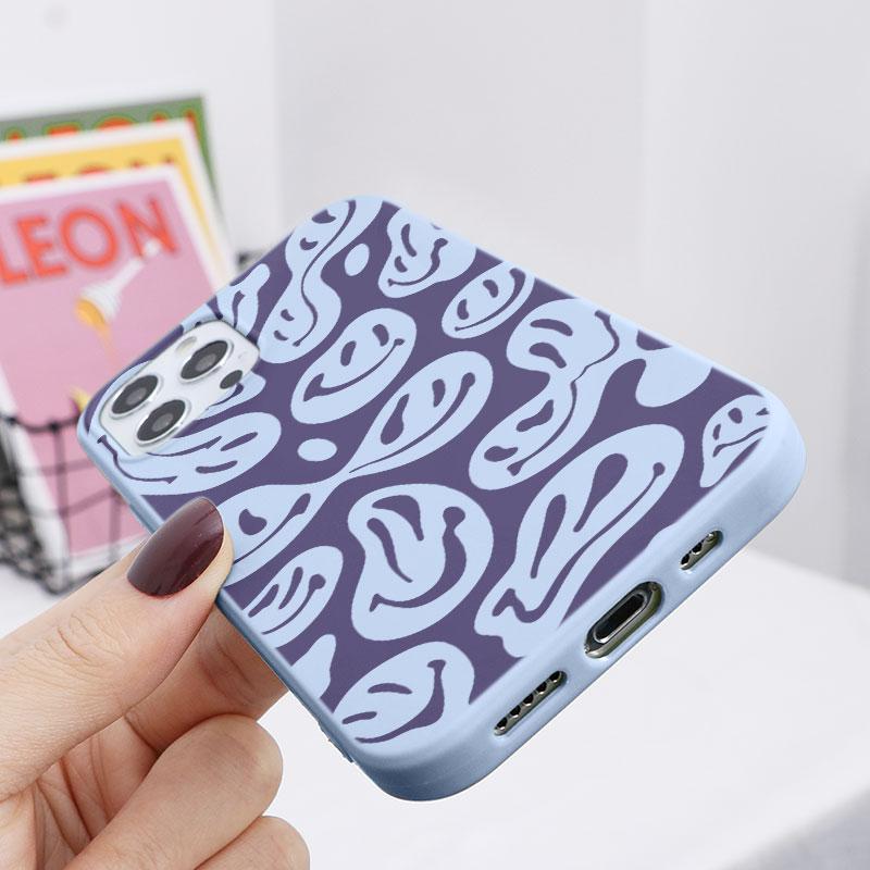 Śliczne zabawne etui na telefon z uśmiechniętą buźką dla iPhone'a 12 13 Mini 11 14 Pro Xs Max X Xr 6 6s 7 8 Plus Se 3 2020 11pro silikonowe etui