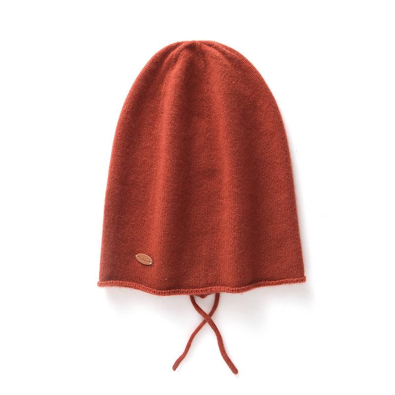 Autumn and winter new skin-friendly cashmere drawstring soft waxy knitted warm cashmere cap is in stock in large quantities