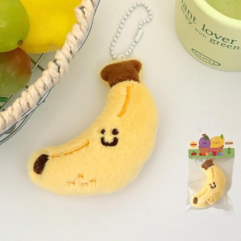 Cartoon Plush Fruits Keychain Cute Lemon Cherry Pendant Backpack Hanging Decoration Ornament Couple Friends Gift