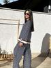 New European-American Fashion: Printed Long Sleeve Shirt & High Waist Pants Two-Piece Set for Women