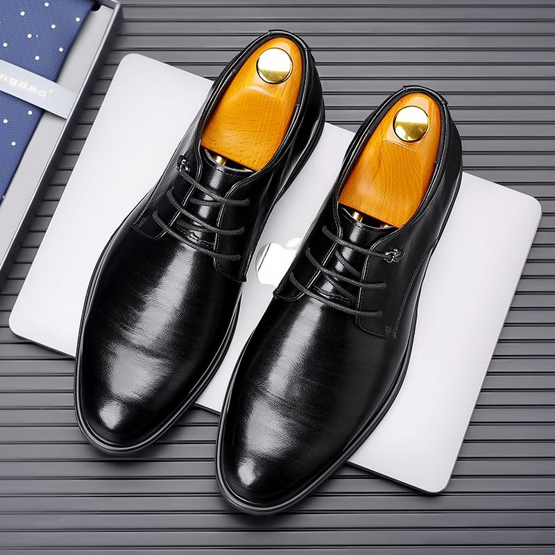 Versatile Mens Business Leather Shoes Fashion Lace-up Derby Shoes Comfortable Male Oxford Shoes Outdoor Sneakers Casual Footwear