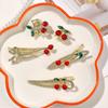 Diamond Metal Red Cherry Hair Clip Sweet Small Exquisite Duckbill Clip Glitter Rhinestone Bangs Side Clip Girls Styling Headwear