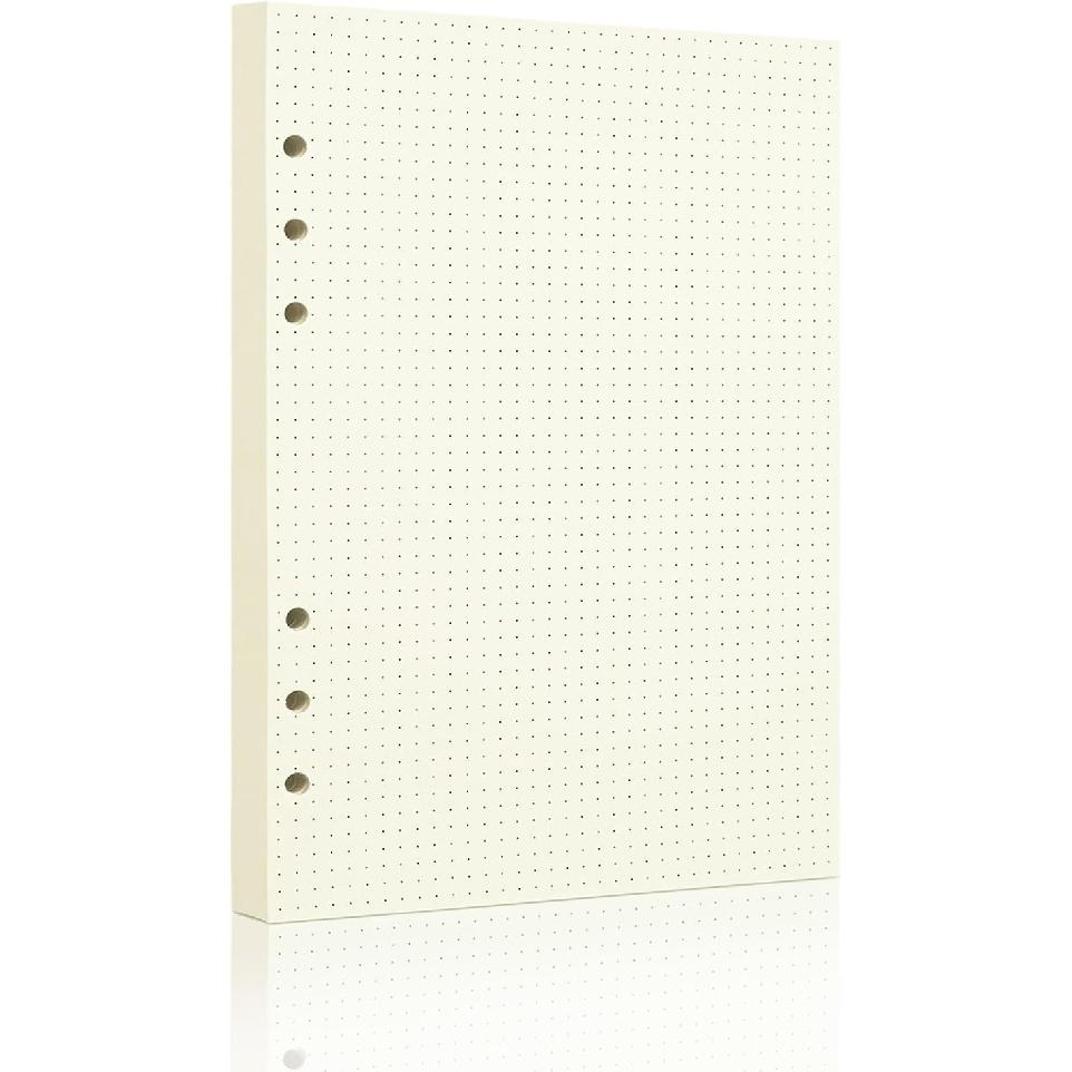 A5 Refill Paper, Unlined Blank Kraft Paper,100GSM Thick Refillable Paper 6 Hole Filler erts Loose Leaf Paper,for A5 6 Ring Binder,80 Sheets (160 Beige-Dot Grid-A5