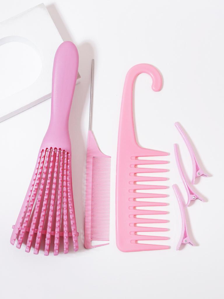 6pcs/set of anti-static hair comb wide toothed comb eight claw massage hair comb smooth hair clip set Special for real hair wigs