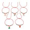 5pcs/set Cute Christmas Series Snowflake Tree Pendant Crystal Bracelet Women CCB Beads Adjustable Thread Rope Bracelet