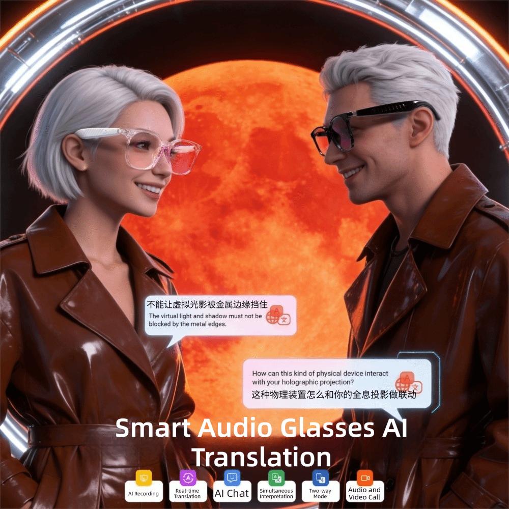 Traduzione Intelligente AI Occhiali Intelligenti Chiamata Bluetooth Occhiali Musica Bluetooth Per Uomini Donne