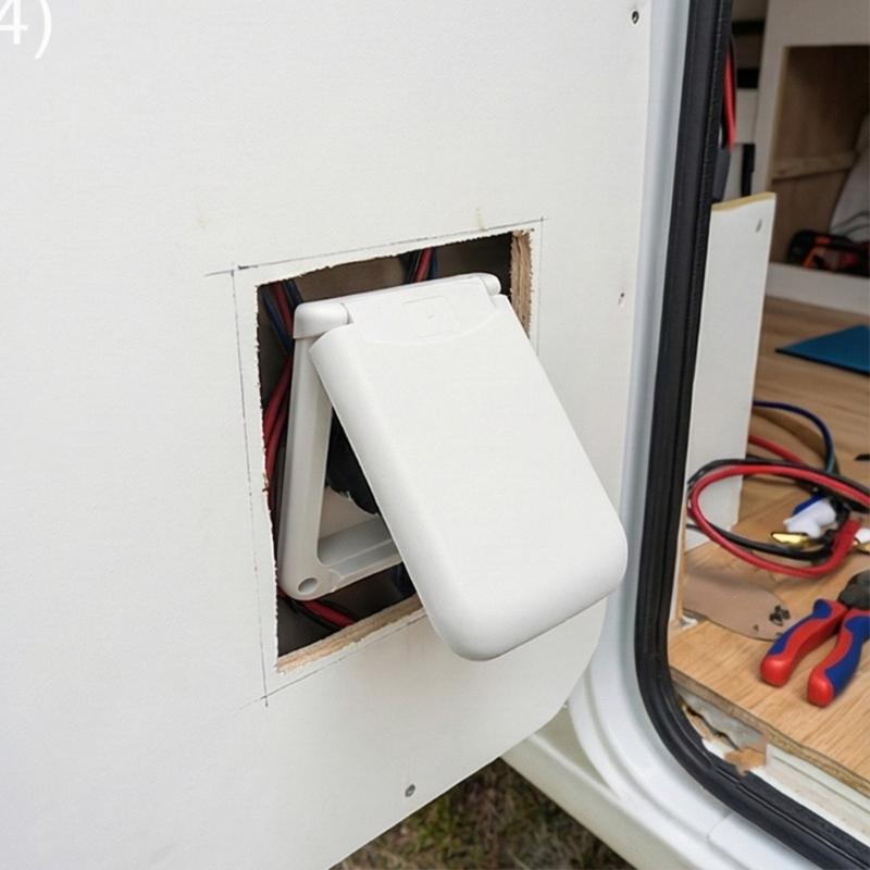 Vodotěsný ABS kryt zásuvky pro karavany a přívěsy, externí napájecí panel pro venkovní prostředí