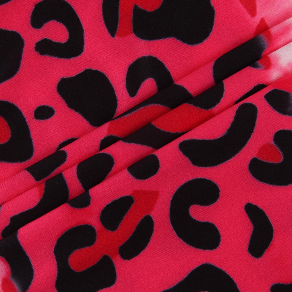 Women's Summer Leopard Print V-neck Short-sleeved Loose Mid-length Dress