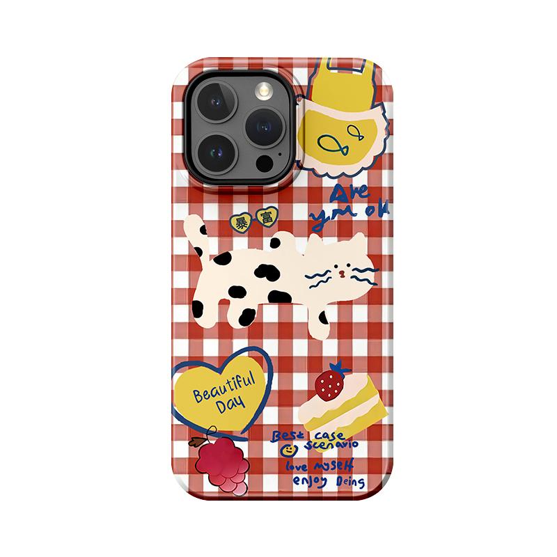 

Sublimation Coated Glossy Phone Case Hard Plastic +TPU Soft TPU Shell Cute Cartoon Cat Patterned Full Protective Back Cover for iPhone Samsung iPhone 7 / iPhone 8