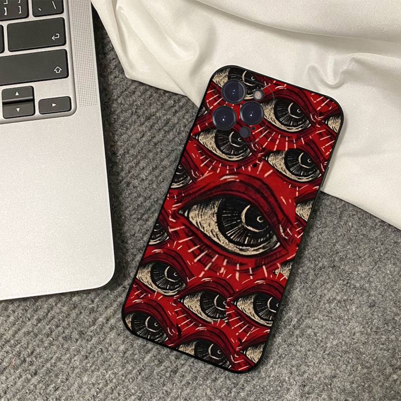 Scary Face Eyes Phone Case Silicone Soft for Iphone 14 13 12 11 Pro Mini XS MAX 8 7 6 Plus X XS XR Cover