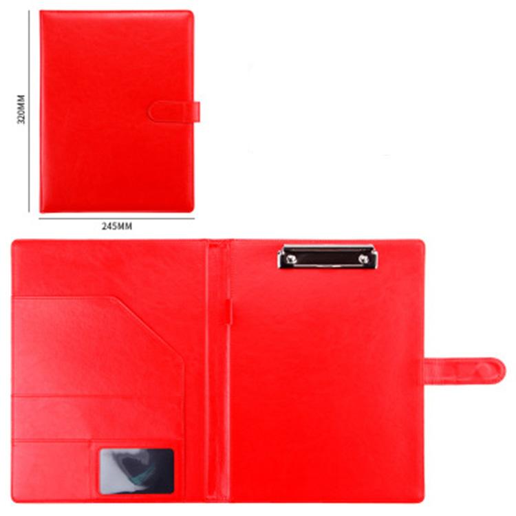 Custom Logo A4 Size PU Leather File Folder Portfolio Binder with Magnetic Buckle Clip for School and Document Use