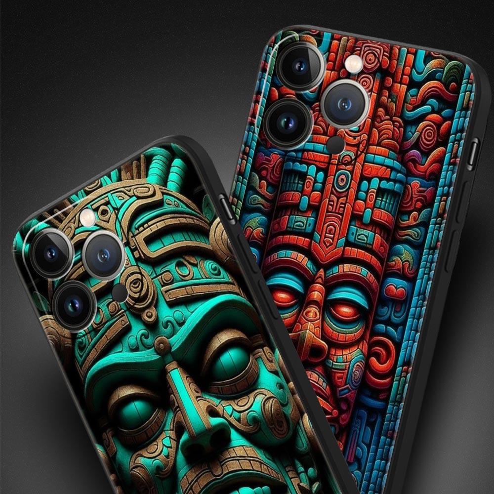 Vintage Totem Painting Phone Case Cover for iPhone 17 16 15 14 13 12 Pro Max 11 Pro Max 17 AIR Plus Shockproof Soft TPU Shell