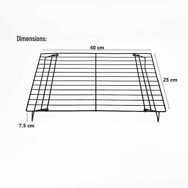 Three-Tier Non-Stick Folding Cake Stand and Bread Cooling Rack - Black