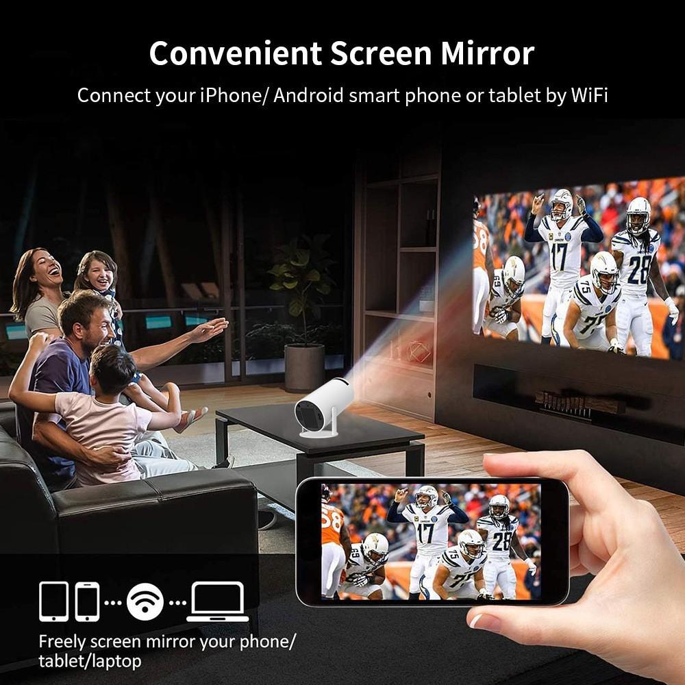 HY300Pro Portable Projector 290ANSI Dual Wifi6 4K Videosource Supported Native 1280*720P Android 11 BT5.4 Cinema Outdoor Mini Projetor Remote Con