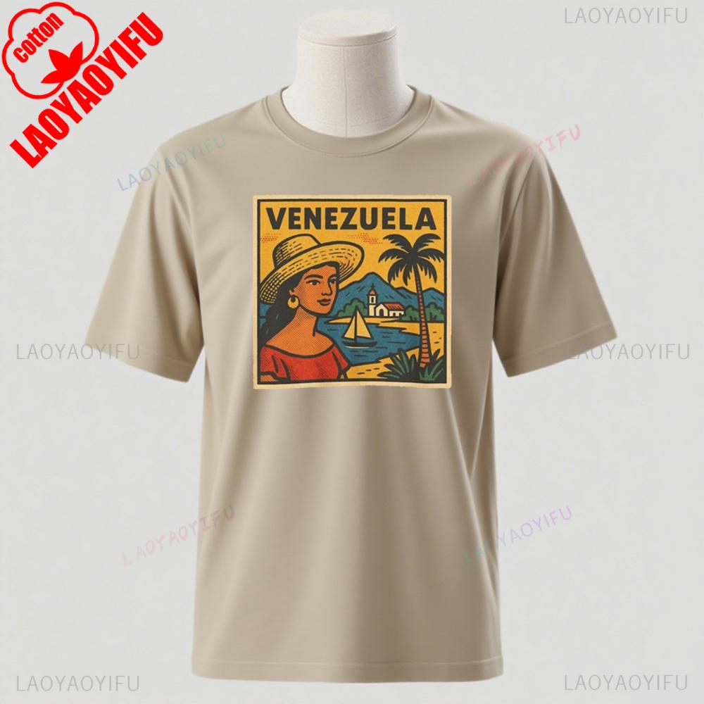 Venezuela Retro Comic Graphic Cotton Tee Caracas Skyline South America Pride Patriotic Vintage Soft Style Unisex Shirt 2025