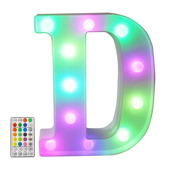 LED Letter Lamp with Remote Control, Dimmable Marquee Alphabet Light for Wedding Birthday Party, Indoor Outdoor Letter