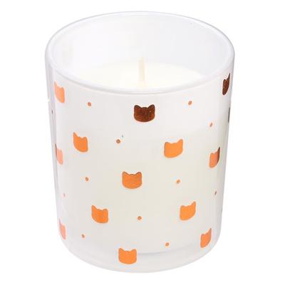 [Q5410] - Golden White 'Cats' Scented Candle (white Orchid Scent) - 80x70 Mm