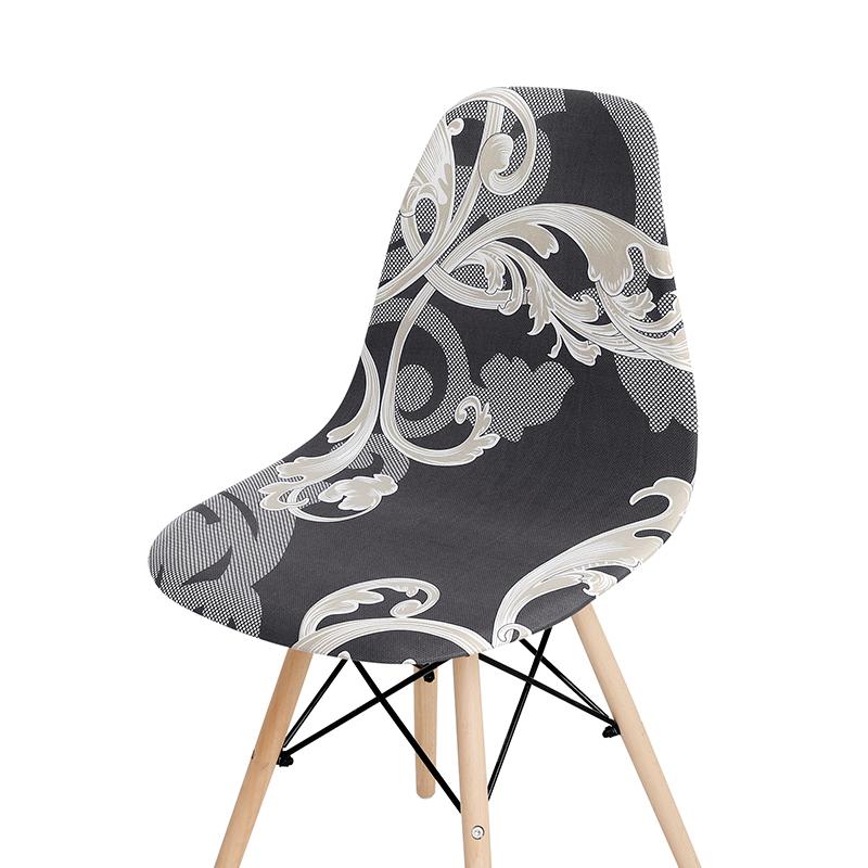 Printing Shell Chair Cover Short Back Scandinavian Chair Covers Adjustable Dining Room Seat Covers For Bar Party Wedding Hotel