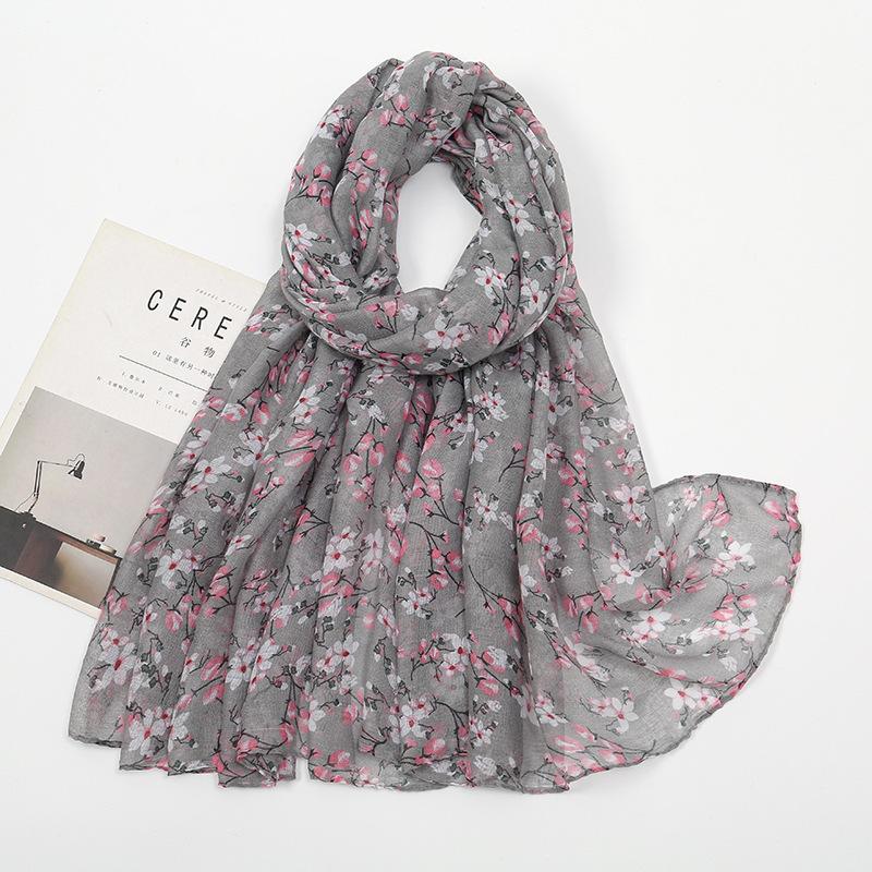 180*85Cm Fashion Retro Big Floral Viscose Scarf Lady Print Voile Shawls And Wraps Pashmina Foulards Muslim Hijab