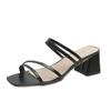 Mode Größe 35-42 Frau Sommer Quadratkopf Hausschuhe Sandalen Mode Weinglas Pantoletten Hohe Absätze Hausschuhschuhe Schlichter Stil Sandalen