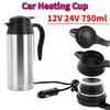 Auto Elektrischer Wasserkocher 750ml 12V/24V Auto Edelstahl Zigarettenanzünder Heizkessel Tasse Elektrische Reise-Thermoskannen