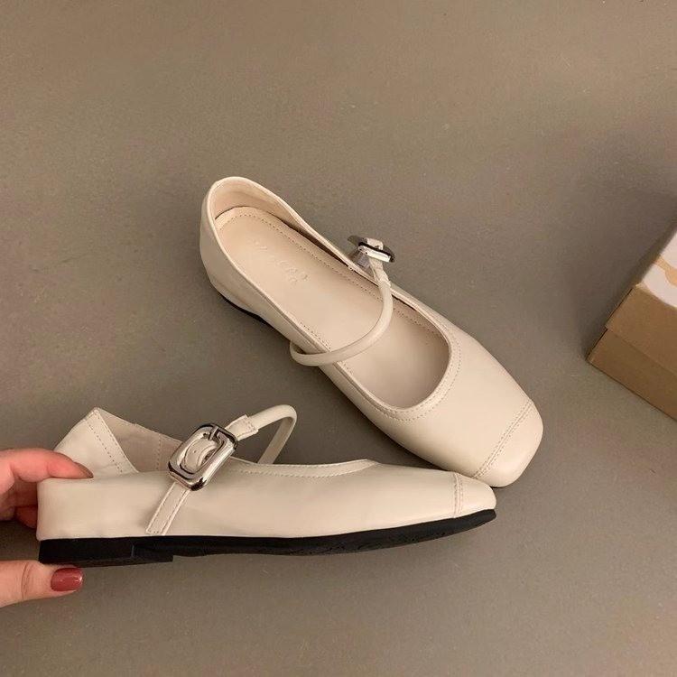 Korean version of one word with Mary Jane single shoes inner height increase women's shoes summer French silver half slippers bag head sandals women