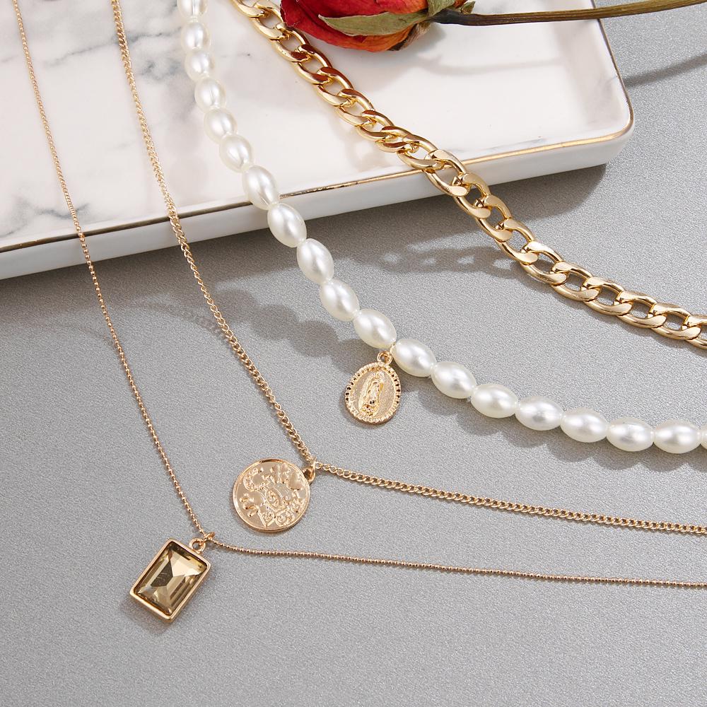 Jewelry Vintage Coin Necklace Sweater Chain Female Personality Temperament Multi-layer Necklace