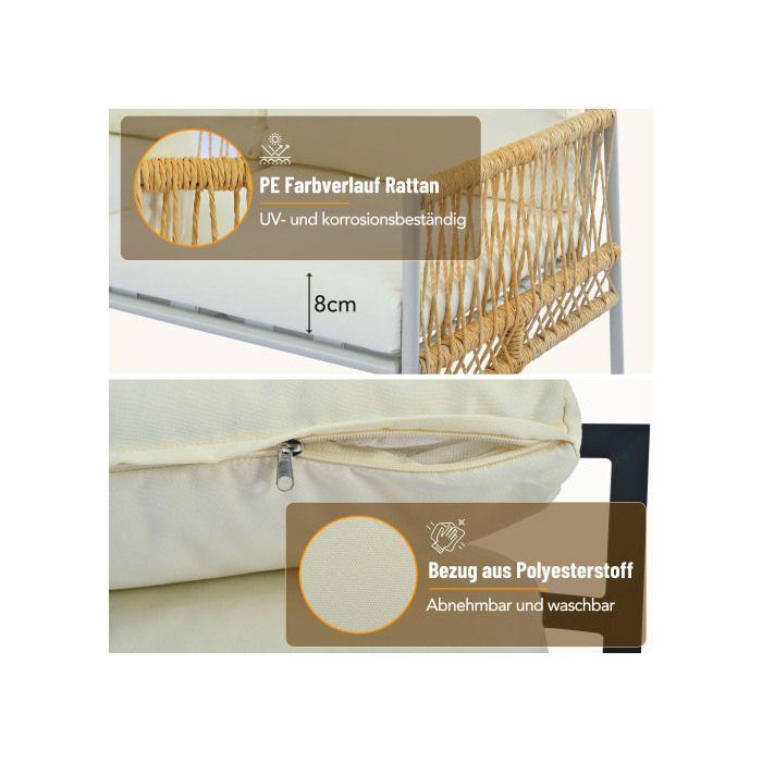 Garden Lounge - MUVOE - 7 Places - PE Rattan - Galvanized Steel - Beige