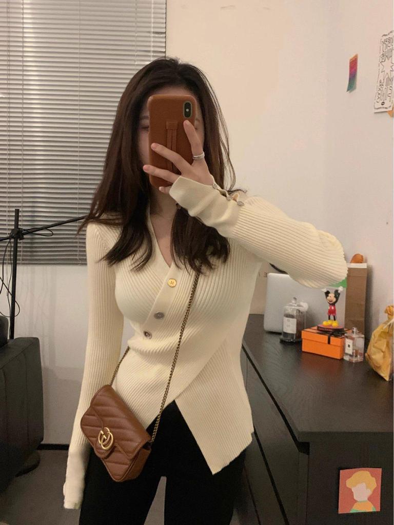 Irregular Design Slimming Knit Sweater Top for Women - Spring/Summer