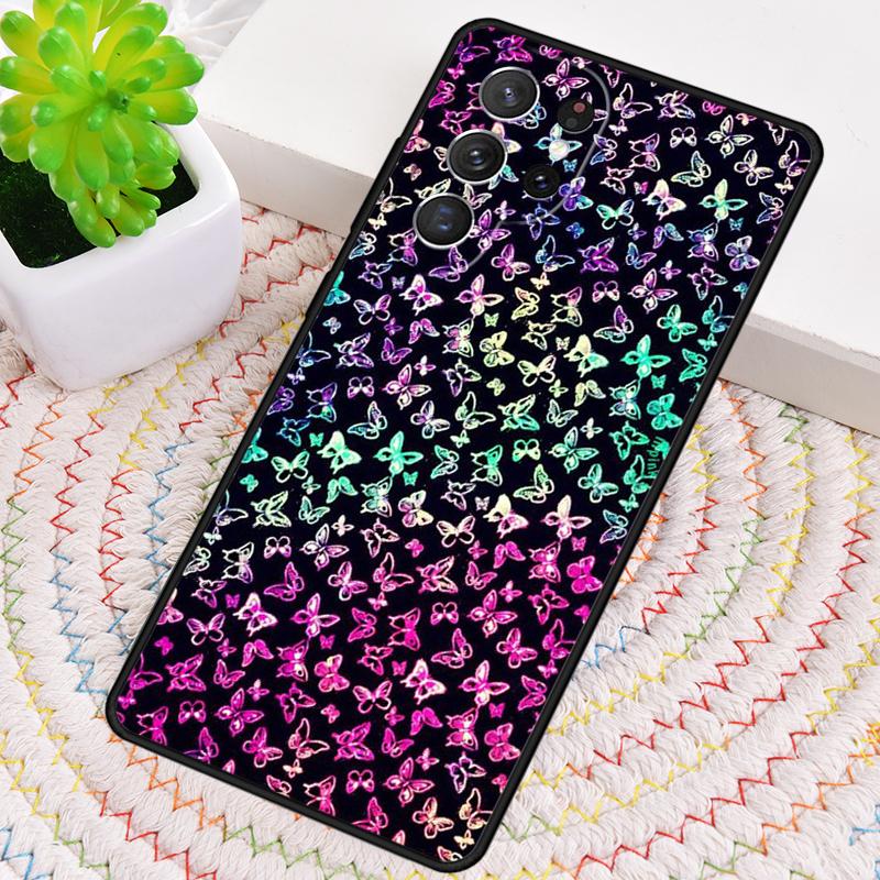 PRETTY NEON SPARKLY BUTTERFLIES Phone Case For Samsung Galaxy Note 10 Pro S26 S25 S24 S23 S22 Ultra Plus S21 FE S20 Cover
