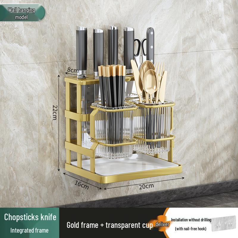 

Многофункциональный держатель для кухонных ножей и палочек для еды с местом для хранения разделочной доски