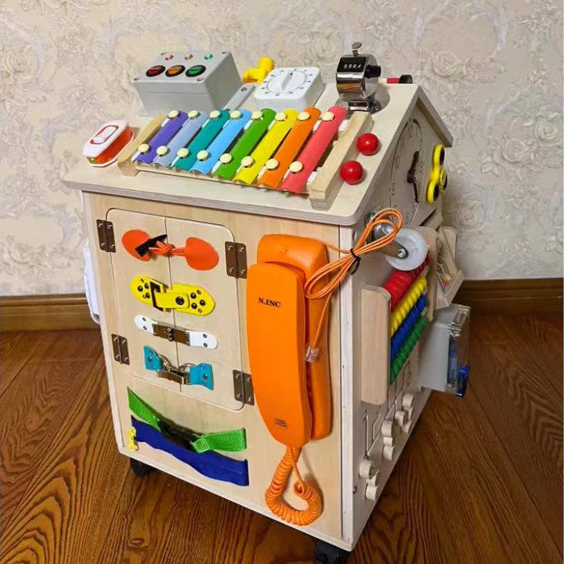 Montessori Baby Busy House Treasure Box Diy Accessories Unlocking Dressing Playing Piano Children'S Early Education Toys Busy House