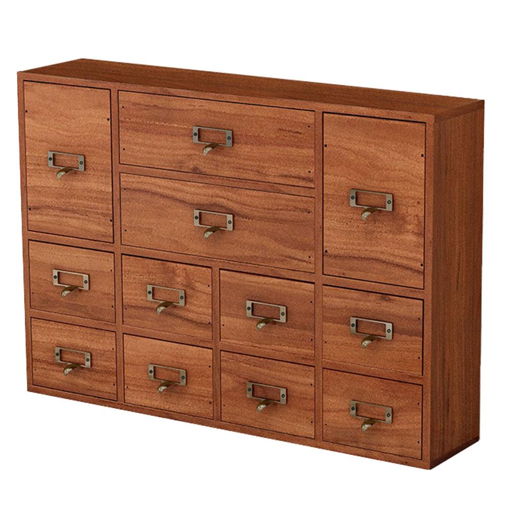 

12 Mesh Desktop Drawer Cabinet - Brown For Home Living Room To Store Small Stationery Storage Rack with Label Slot & Metal Handl