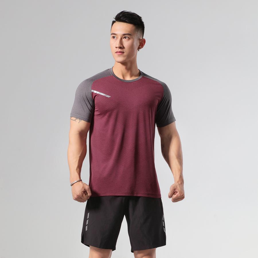 (47-98KG)Men's Quick Dry Sport T-shirt Elastic Tights Breathable Workout Fitness Tops Running Hiking Gym Clothing Shirt