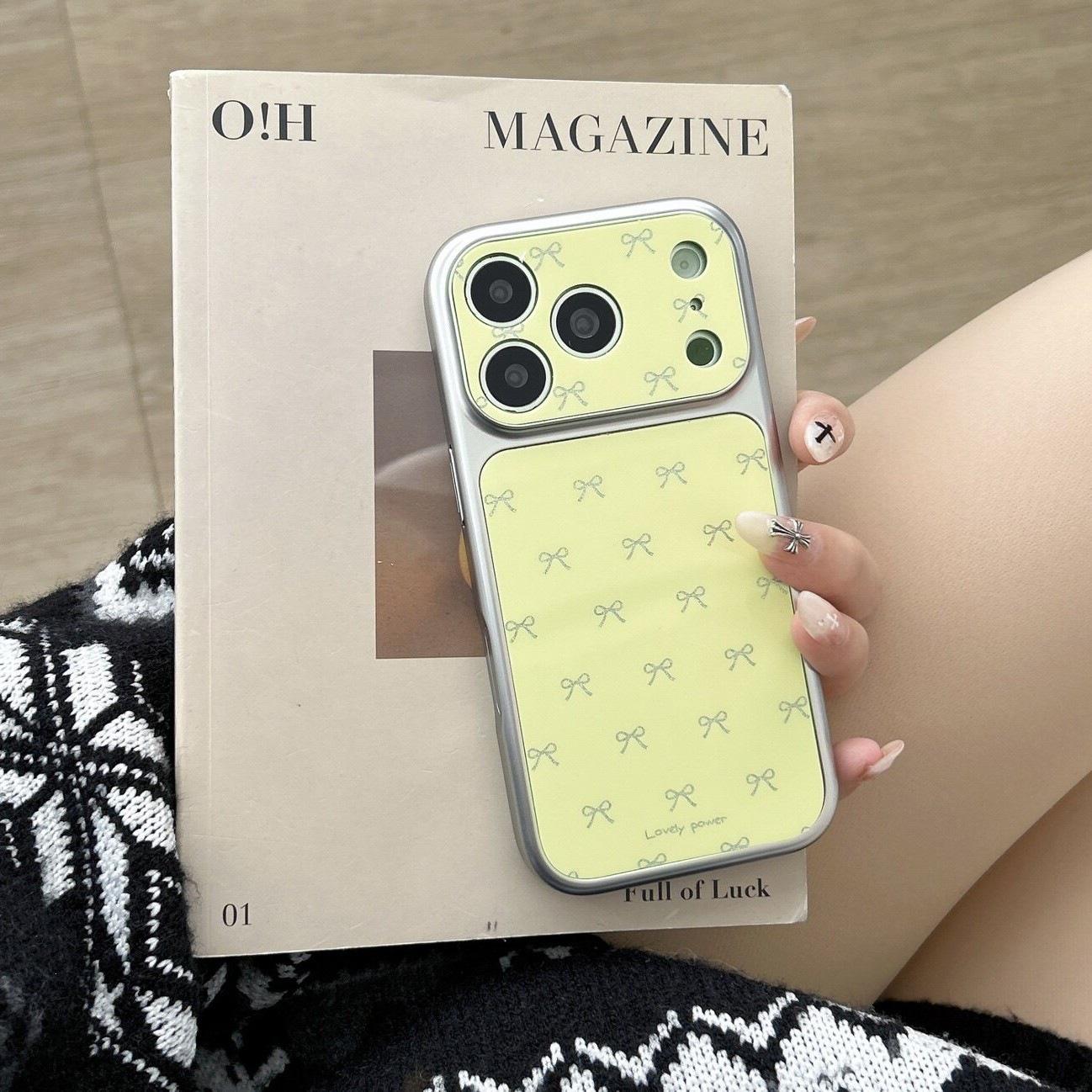 

Silver Bowknot Frame iPhone14/13 & PRO MAX Anti-Drop Case iPhone 16 Pro Max