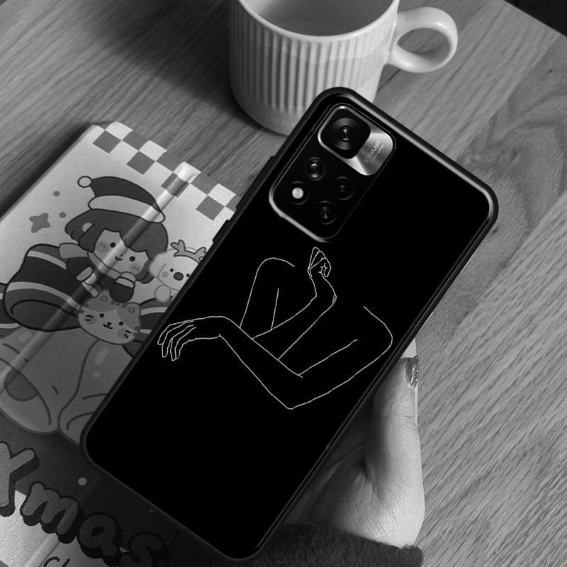 Abstract Line Art Black Case For Xiaomi Redmi Note 14 Pro 13 12 11 10 15 Pro Plus Redmi 13 C 15 10C 12C 14C 15C Cover