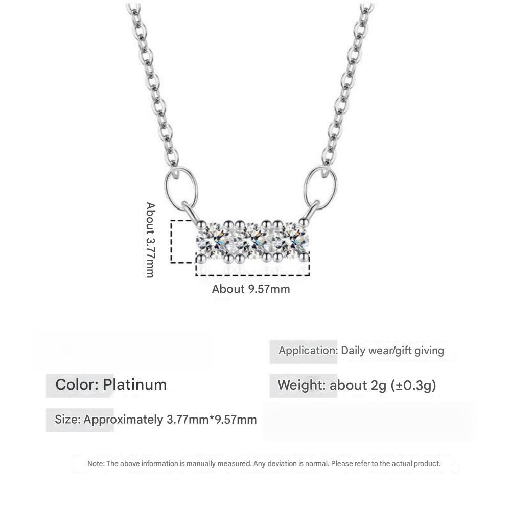 925 Sterling Silver Fashion Versatile Zircon Necklace Birthday Anniversary Party Gift Daily Wear