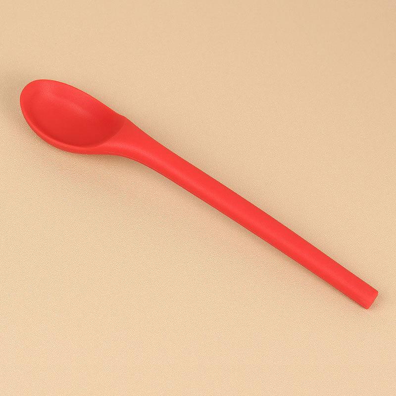 Silicone Integrated Tableware Heat Resistant Kitchen Spoons Nonstick Kitchen Mixing Flatware Kitchenware Soup Spoon Dining Bar