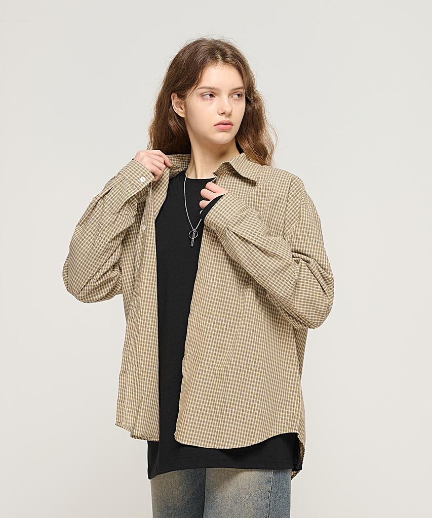CARGOBROS FOR WOMAN Wrinkle-Free Simple Check Shirt (Beige)