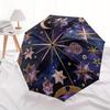 Celestial Stars Moon Round Tablecloth Space ThemeDecorative CoverUmbrella, Portable 3-Fold Compact Umbrella for Men & Women Gift