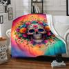 1pc Skull Artwork Soft & Warm Polyester Knit Blanket, Digital Printed, All-Season Throw for Napping, Traveling, Sofa yy250906027