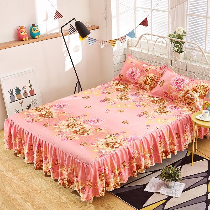 Bed Skirt Anti-dirty Sheet Bedspread Printed Elastic Band Bedclothes Queen King Skin-friendly Beds Protector Bedroom Space Decoration