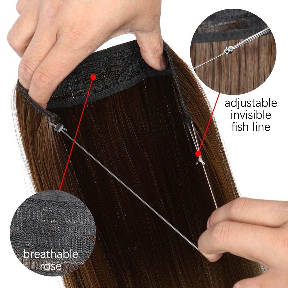 MERISIHAIR Clip-less Synthetic Hair Extensions Invisible Line Hairpiece 16 22 32 Inches Natural Black Brown Blonde for Women