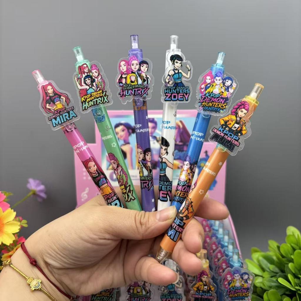 New Arrival Demon Hunters KPOP Theme Acrylic Patch Gel Pen, Press Type Neutral Ball Pen Student School Study Stationer
